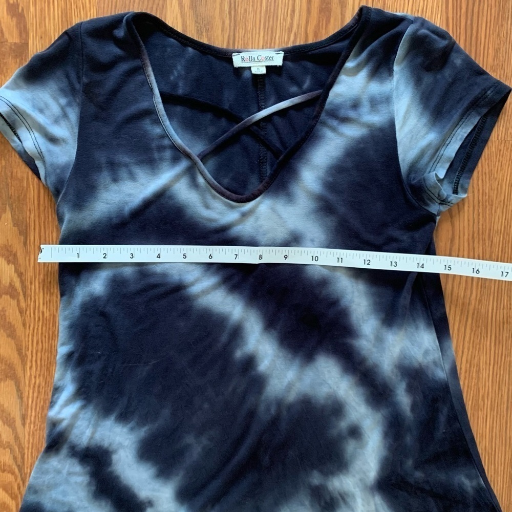 ROLLA COSTER Small Tie Dye Blue short sleeve T-shirt Dress - Picture 13 of 16